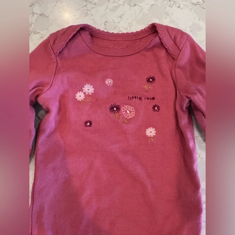 Floral and Solid Pink Baby Onesie Set - 3-6Months Carters